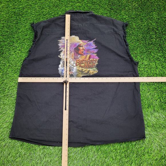 Native-American Biker Cutoff Button Shirt XL/2XL 27x31 Baggy - Picture 5 of 15